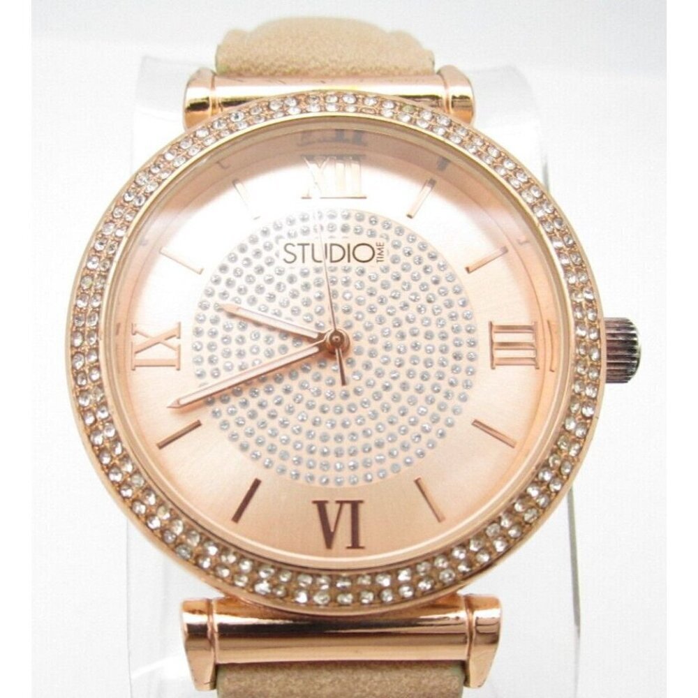 Women Studio Time Quartz WR Analog 39mm Dial Round Watch (G772) "New Battery"